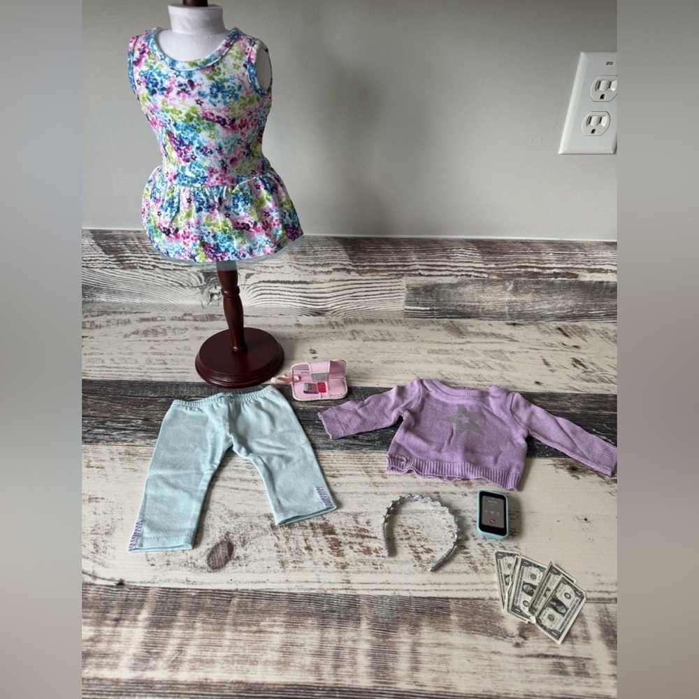 American Girl Doll Truly Me Outfit DRESS + NEAR Complete Meet Accessories
